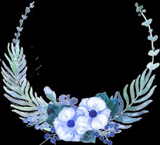文艺清新蓝色小花手绘花环装饰元素