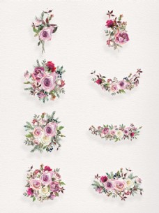 手绘粉色鲜花透明素材合集