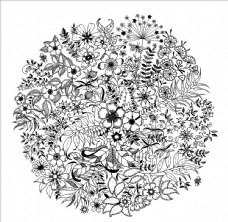 花样黑白花朵复杂剪纸底纹图片