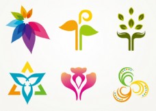 绿色叶子鲜花logo设计