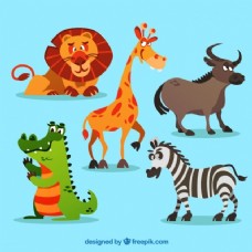 卡通非洲动物集合