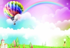 彩虹气球 海报背景