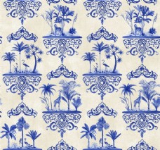 中式雅致蓝色花纹壁纸图案