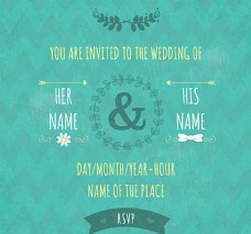 结婚背景设计清新绿色婚礼邀请海报矢量素材图片