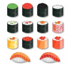 14款美味日本寿司矢量素材