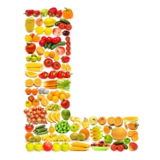 水果蔬菜蔬菜水果组成的字母L图片