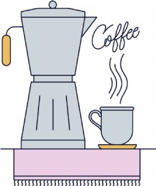 咖啡杯扁平化手绘简约咖啡素材