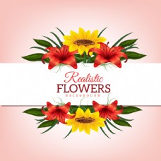 广告春天雏菊和红色的花朵图片