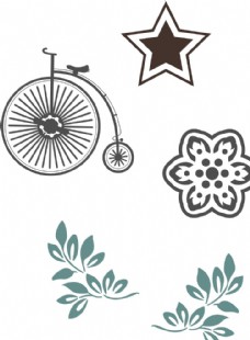 欧式复古树叶花朵欧式自行车五角星图片