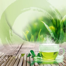 海报设计绿色茶杯茶叶海报主图设计