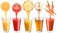 5种水果和蔬菜鲜榨汁高清图片