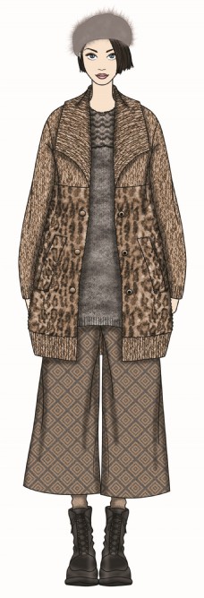 女性花纹个性豹纹花纹外套女装服装效果图