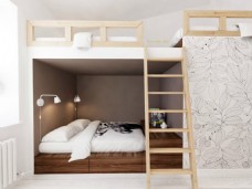 现代室内现代清新卧室木制梯子室内装修效果图