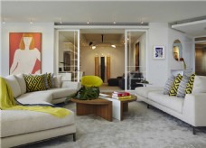 北欧风格客厅半圆沙发装修设计效果图
