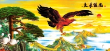 雄鹰展翅油画风景图片