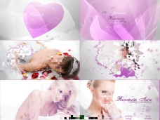 视频模板浪漫淡雅紫色碎片转场图片展示