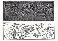 古代建筑雕刻纹饰草木花卉梅兰竹菊