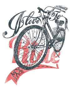 潮流素材自行车T恤图案