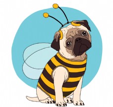 宠物狗卡通蜜蜂装扮狗狗素材