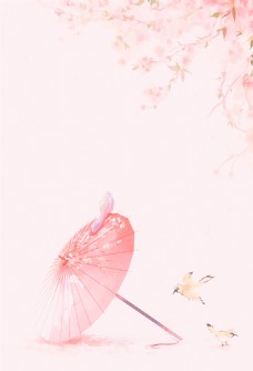 风景系列古风粉红色唯美古风系列海报背景JPG格式