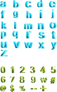 3d字母数字元素矢量图