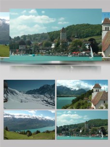 瑞士城市雪山景色实拍宣传片