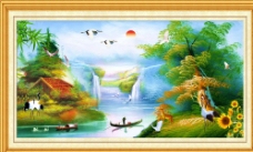 山水风景油画图片