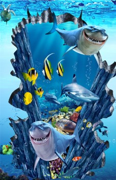 视觉冲击3D海洋世界插画