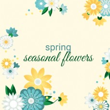 春季扁平花卉花朵素材