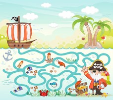 其他生物卡通海盗迷宫背景