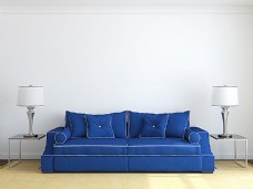 沙发与灯蓝色沙发与台灯