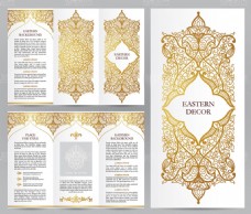 创意画册金色典雅花纹折页设计矢量素材
