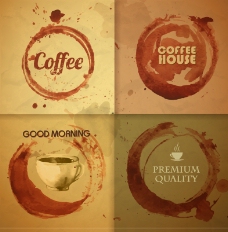 4款创意咖啡渍背景矢量素材