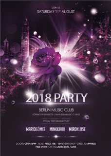 深紫色酷炫新年音乐派对海报psd源文件