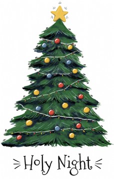 圣诞节手绘矢量圣诞树