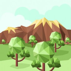 几何矢量树木景观插画