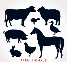 几款农场动物剪影