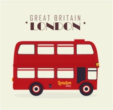 卡通红色伦敦双层巴士