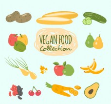 卡通矢量蔬菜水果素材