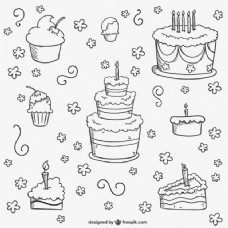 生日蛋糕的涂鸦