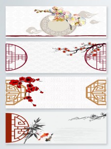 水墨花纹矢量古典水墨传统花纹中国风背景