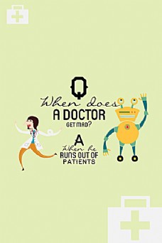 黄色背景卡通医生与机器人背景