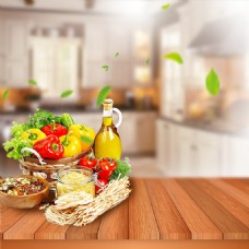 水果展板厨房背景主图设计