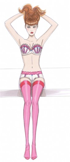 女性花纹性感粉色花纹内衣女装效果图