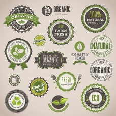 绿色叶子色环保图标标签设计