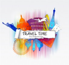 旅行海报创意旅行时间插画矢量素材