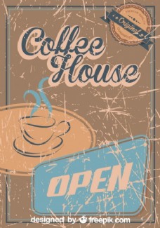 咖啡杯复古咖啡咖啡屋残破的海报