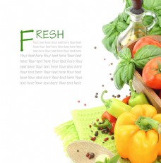 绿色蔬菜食用油与新鲜蔬菜