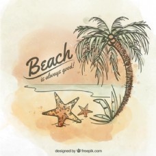 海滩上的插图