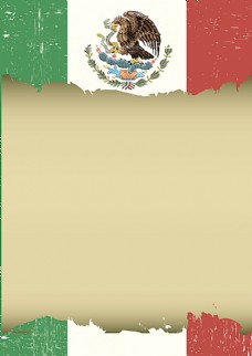 黄色背景复古墨西哥国旗